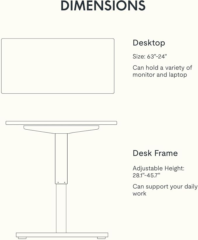 FLEXISPOT EN1 Solid Wooden One-Piece Standing Desk, 63 x 24 Inches Sit Stand - Image 7