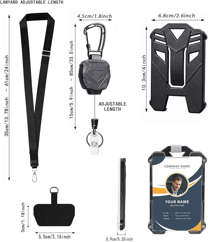 Badge Holder Retractable Clip Heavy Duty Carabiner Badge Reel Keychain - Image 3