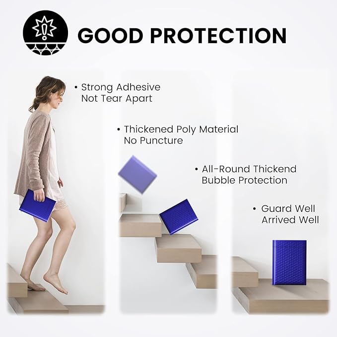 Fuxury Bubble Mailer 6x10 600 Pack Royal Blue #0, Poly Padded Envelope mailers - Image 6