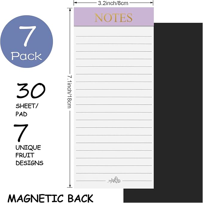 Utron 7 Pack Magnetic Notepads for Refrigerator, Morandi Color Magnetic Grocery - Image 2