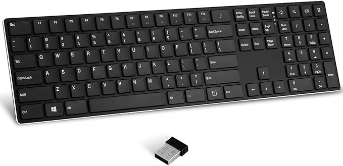 K01R Wireless Keyboard, 2.4G Slim and Compact Wireless Keyboard with Numeric Keypad, Long Battery Life, Lag-Free for PC Laptop Computer Windows, Black-DeskLoop Office