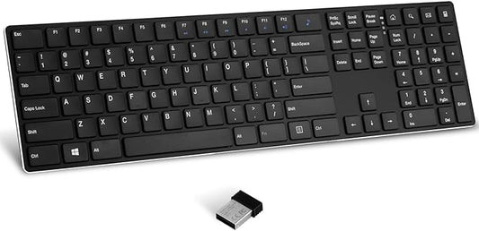 K01R Wireless Keyboard, 2.4G Slim and Compact Wireless Keyboard with Numeric Keypad, Long Battery Life, Lag-Free for PC Laptop Computer Windows, Black-DeskLoop Office