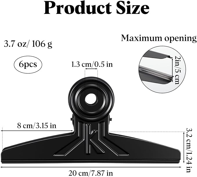 6 Pack Extra Large Bulldog Clips Extra Large Bulldog Clips 7.9 Inches Jumbo - Image 2