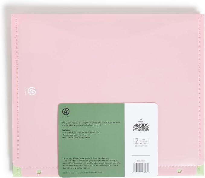 U Brands Binder Pocket, 5 Pack Super Heavyweight Poly Binder Document Holder - Image 5
