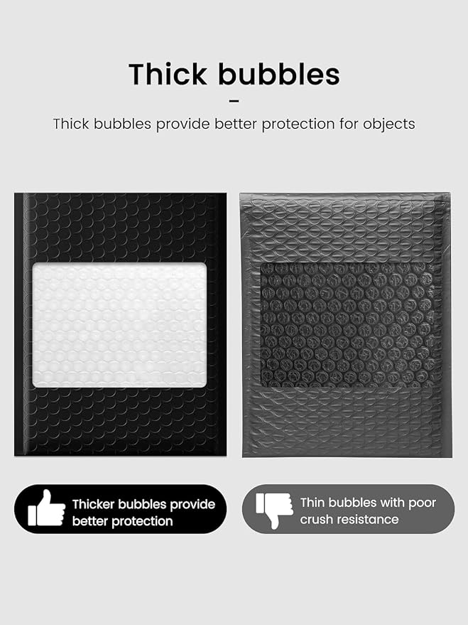 GSSUSA Black Bubble Mailers 6X10 Inches 500 Pack, Padded Poly Bubble Mailer - Image 7