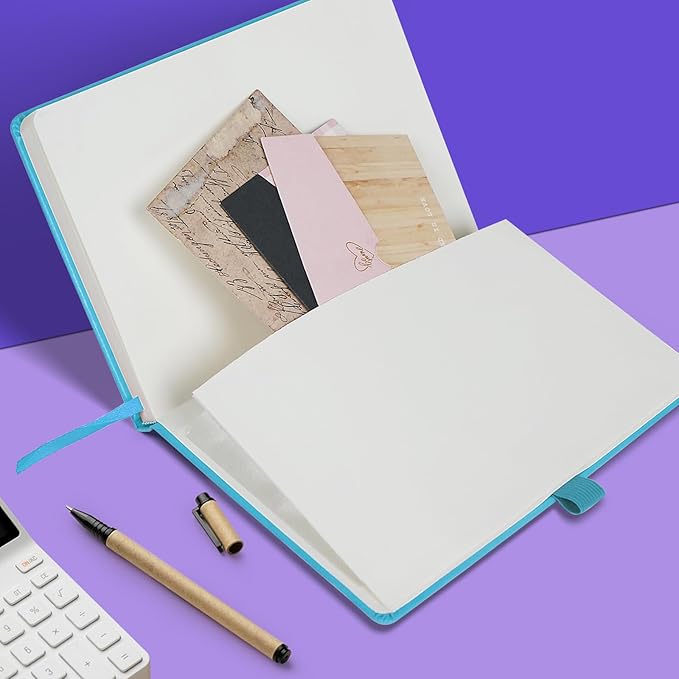 Lined Journal Notebooks for Work, Travel, College, A5 Size 100 GSM Thick Paper, Classic Ruled Journaling Notebook, Hardcover Notepad for Writing 160 Pages, 5.5 x 8.3 inch, Sky Blue-DeskLoop Office