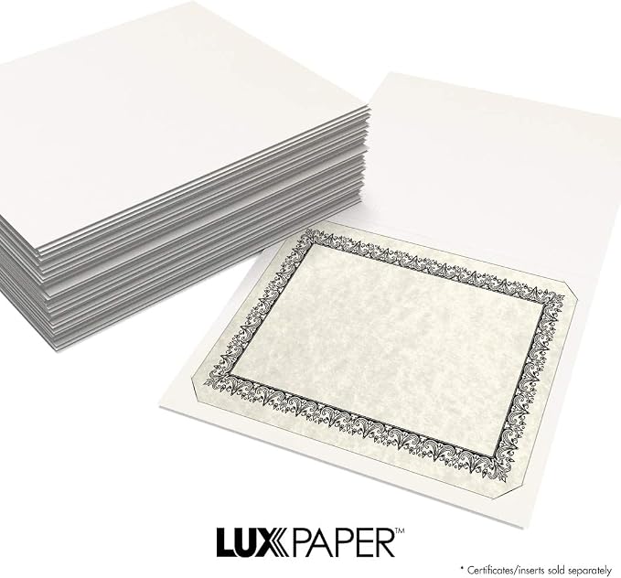 LUXPaper 9.5" x 12" Certificate Holders | White Linen | 100lb. Cover | 50 Qty - Image 8