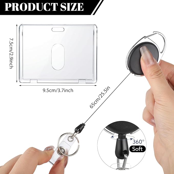 2 Set Badge Holder Retractable Clip Heavy Duty Badge Reel - Image 2