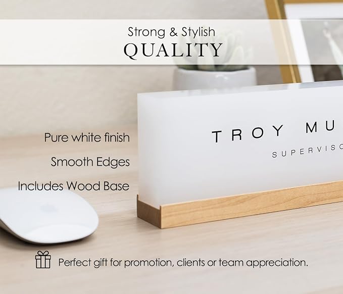 Personalized Acrylic Name Block w/Wooden Base - Image 5