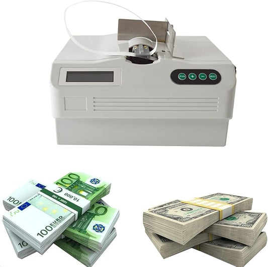 INTBUYING Cash Bundling Machine Fully Automatic Small Banknote Baling Machine Binding Speed 2 Secs Per Time Binding Machine for tie Bills Cards banknotes-DeskLoop Office