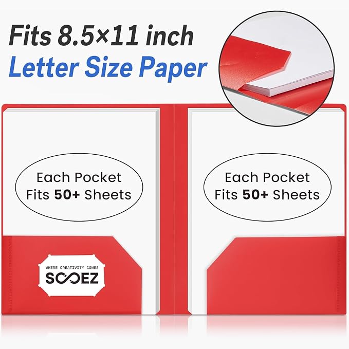 Sooez 7 Pack Folders with Pockets, 2 Pocket Folders with Extra Labels, Plastic - Image 5