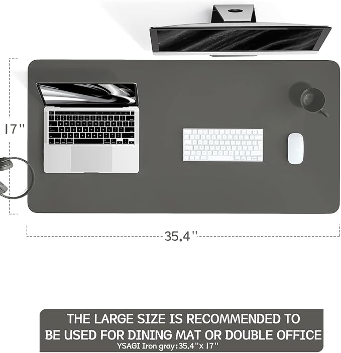 YSAGi Non-Slip Leather Desk Pad L Size, Waterproof Laptop Computer Desk - Image 2