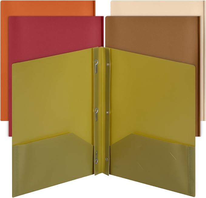 Mr. Pen- Plastic Folders with Pockets and Prongs, 5 Pack, Letter Size | Autumn by MrPen