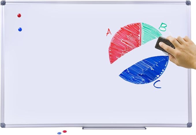 36 x 24 inch Magnetic Dry Erase Board, DexBoard Mall-Mounted Aluminum Frame White Board with Pen Tray, Dry Erase Marker Whiteboard for Office, School and Home Usage-DeskLoop Office