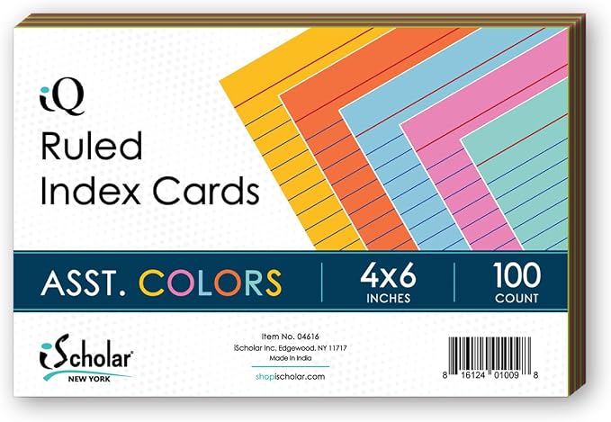 iScholar Index Cards, 4 x 6 Inches, 100 Card Pack by iScholar