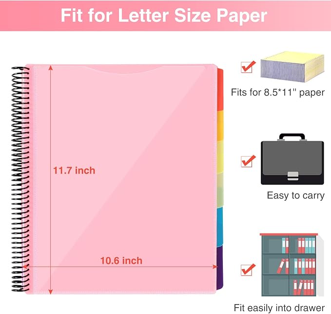 Forvencer 24 Pocket Project Organizer, 1/3-cut Tab Binder Organizer - Image 2