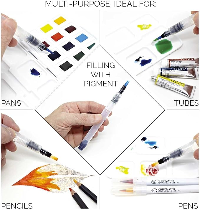 aquapens Water Brush Pens for Painting - 6 Pack - Water Drawing Brush Pens with 6 Different nibs - Portable Watercolor Brush Pens for Artists - Water Brush Pens for Kids and Adults-DeskLoop Office