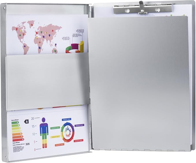 ZCZN Aluminum Clipboard with Storage and Clip Recycled, Clipboard Folder by ZCZN