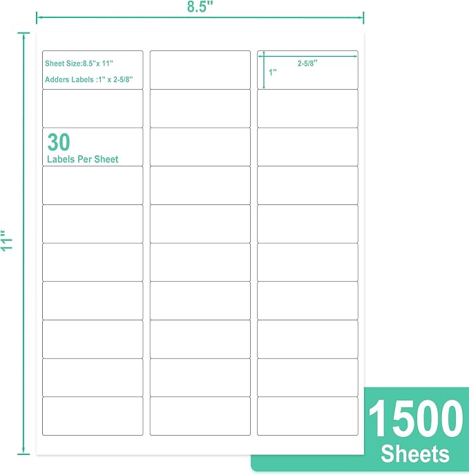 L LIKED Printable Address Labels, 000 Labels, 30 per Sheet, Mailing Labels - Image 2