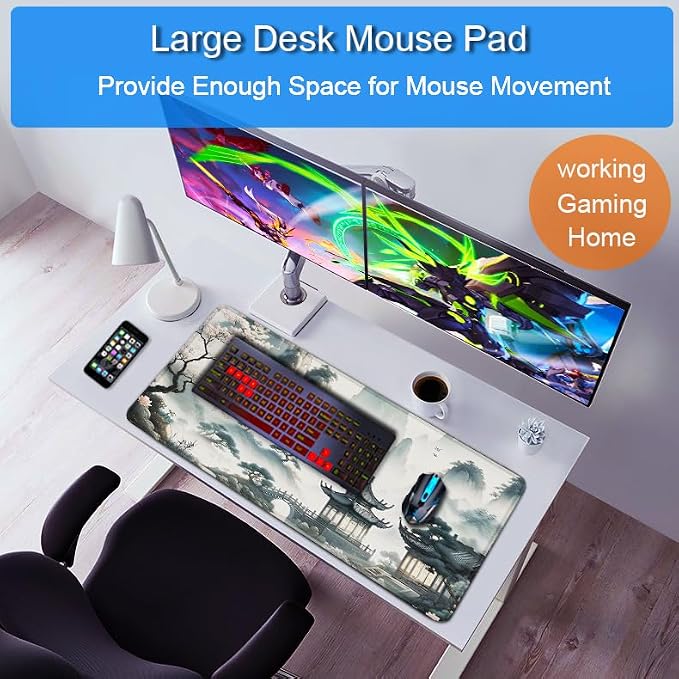 Large Gaming Mouse Pad, 31.5x15.7 inch Large Extended Computer Keyboard Mouse - Image 6