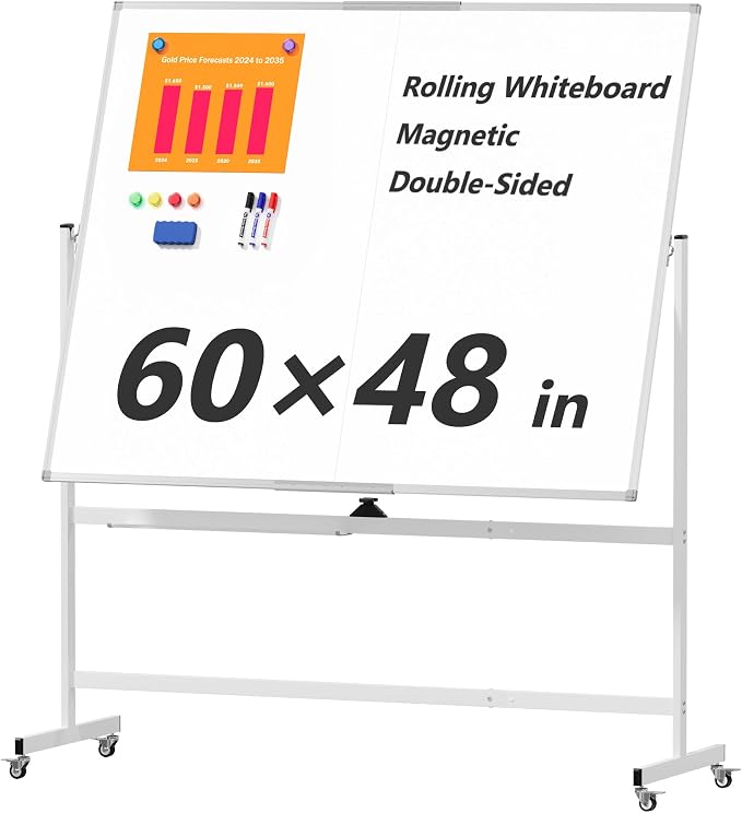 Large Rolling Whiteboard on Wheels by Neatsure