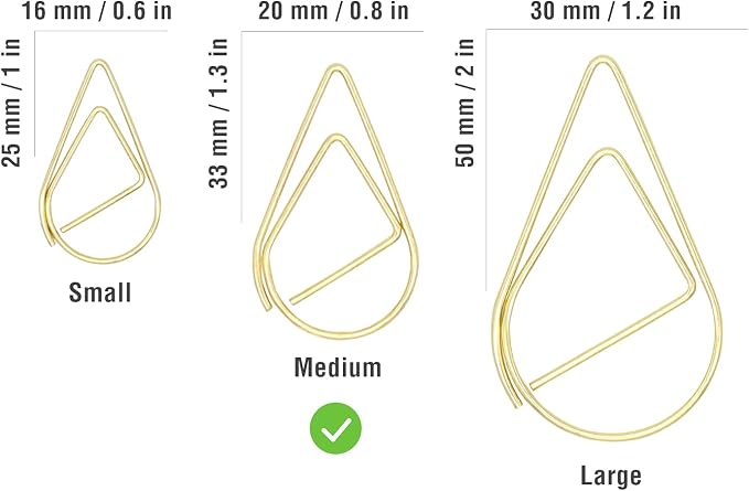 DEEDYGO 120 PCS Gold Paper Clips Teardrop Medium/1.3 Inch | Stainless Steel - Image 2