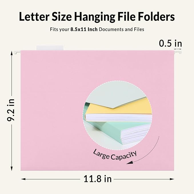 SUNEE Hanging File Folders, 50 Pack Letter Size Hanging File Folders - Image 5