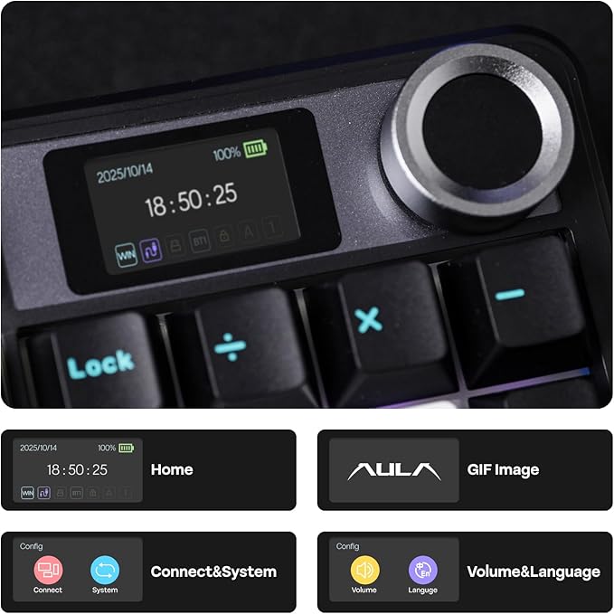 EPOMAKER X Aula F108 PRO Wireless Gaming Keyboard with Screen, 8000mAh Battery, 104 Hot-Swappable and Programmable Keys and Knob, RGB Backlight, for Mac/PC/Android (Blue&White&Black)-DeskLoop Office