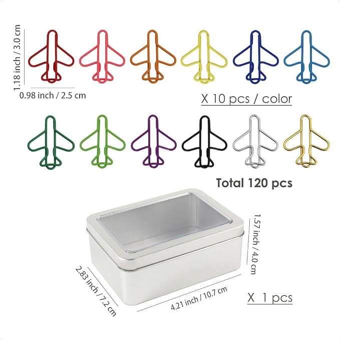 OWLFAVO 120pcs Airplane Shape Paper Clips - Image 2