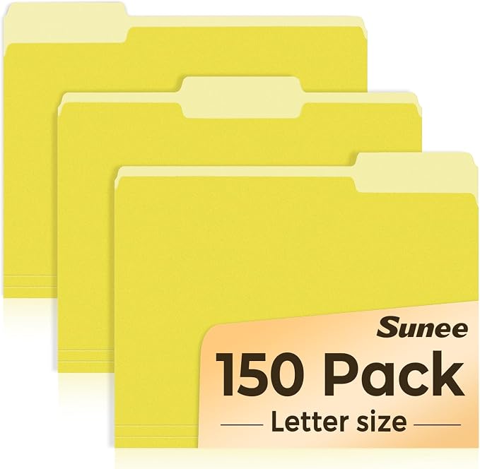 SUNEE File Folders, 150 Pack Manilla Folders 8.5 x 11, Colored File Folders by SUNEE