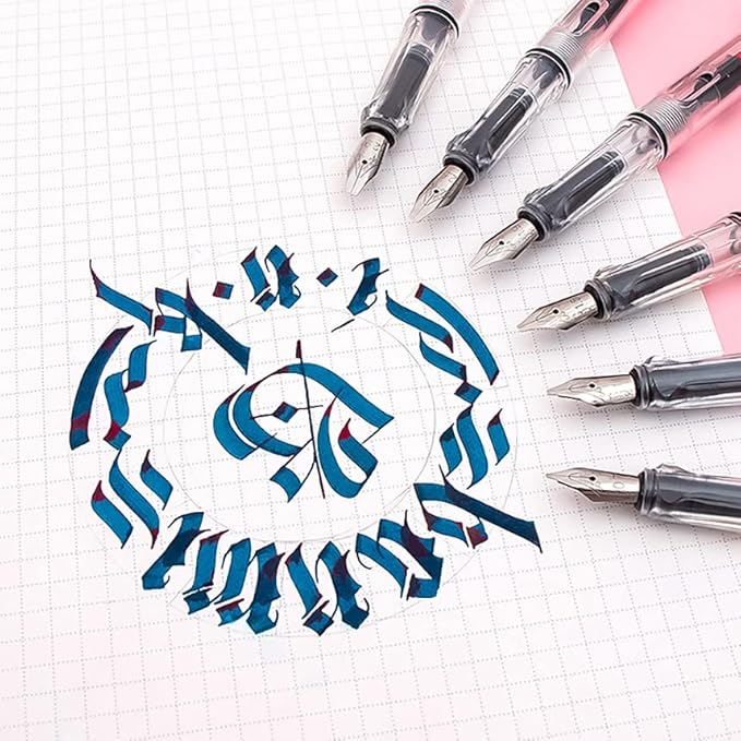 Lanxivi Calligraphy Fountain Pen Set, 6 Assorted Tip Sizes and Color for Art Drawing and Writing Signature-DeskLoop Office