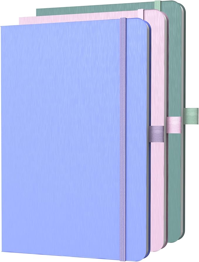 A5 Lined Journal Notebook, 7mm College Ruled Notepad, Journaling for Writing, Work, School, Travel and Note Taking, Hardcover 160 Pages (80 Sheets) 5.79 x 8.3 inches, 3 Pack Multicolored-DeskLoop Office