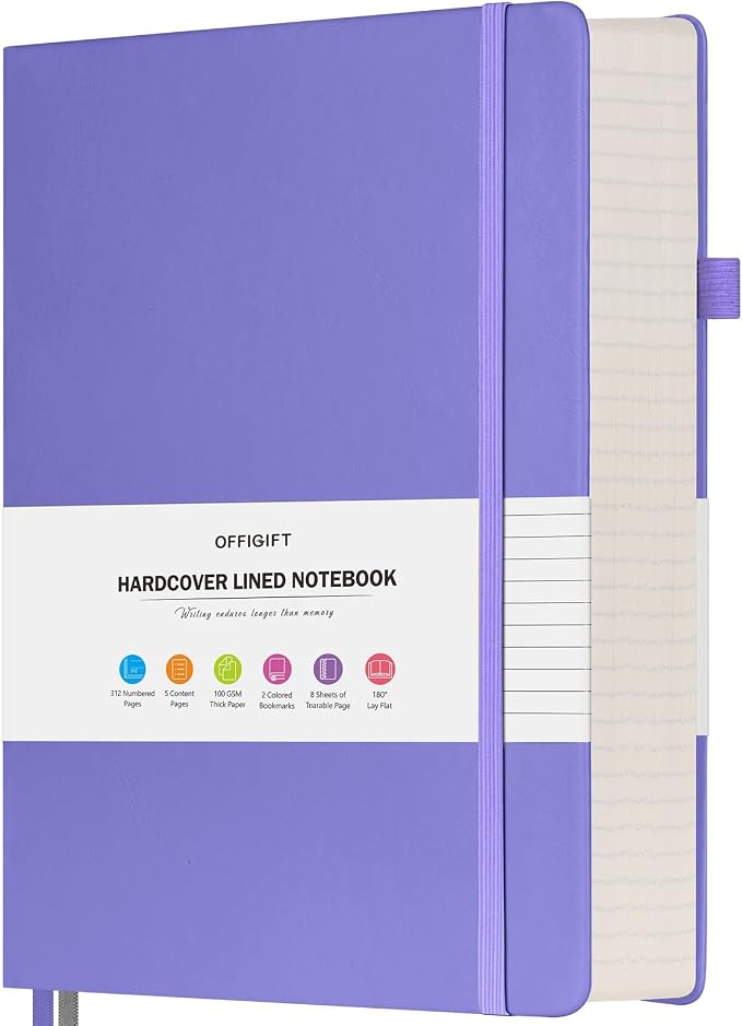 Lined Notebook Journal for Women Men, Large A5 College Ruled Notebook, 312 by OFFIGIFT