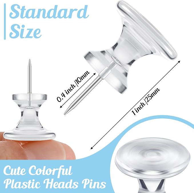 Outus 60 Pcs Giant Push Pins Jumbo Tacks 1/1.8inch Plastic Head - Image 2