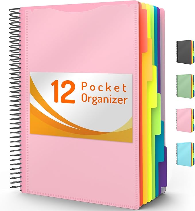 Forvencer 12 Pocket Project Organizer, 1/6-cut Tab Binder Organizer by Forvencer