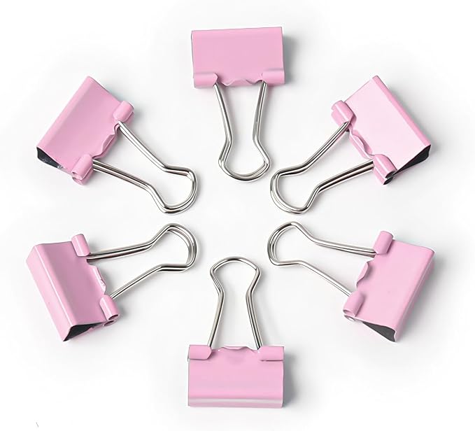 50 Pack Small Pink Binder Clips 3/4 Inch, Colored Little Paper Clamps, Tiny - Image 3