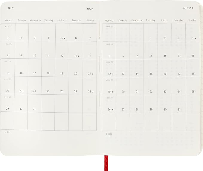 Moleskine Classic 12 Month 2024 Weekly Planner, Soft Cover, Scarlet Red - Image 5