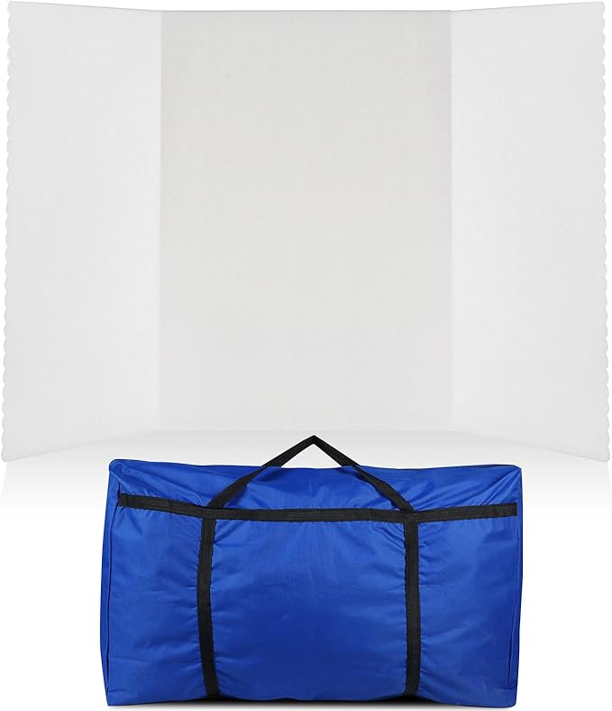 Paterr Trifold Poster Board with Storage Bag, Hook and Loop Fabric, Foldable 3 Panel Presentation Board for Science Fair and Exhibitions(White,72 x 36 Inch)-DeskLoop Office