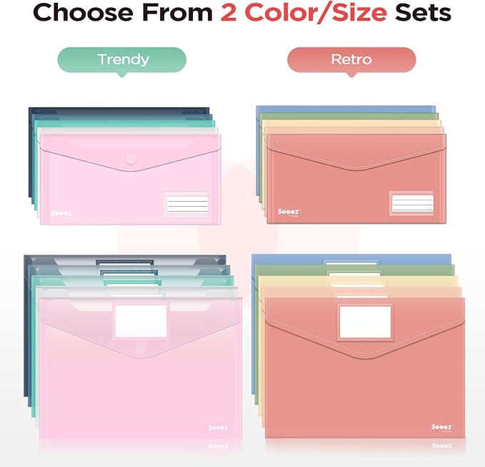 Sooez 10Pack Plastic Envelopes, Plastic File Folders, Super Heavyweight - Image 2