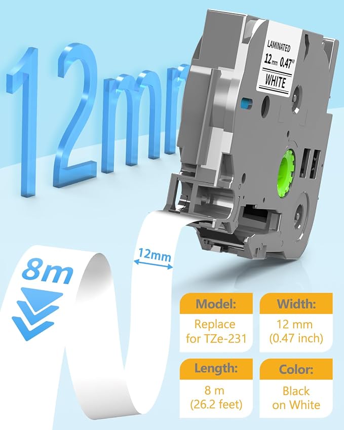 Replacement for Brother P-Touch Label Maker Tape Refill TZe-231 TZe231 | TZe TZ - Image 8
