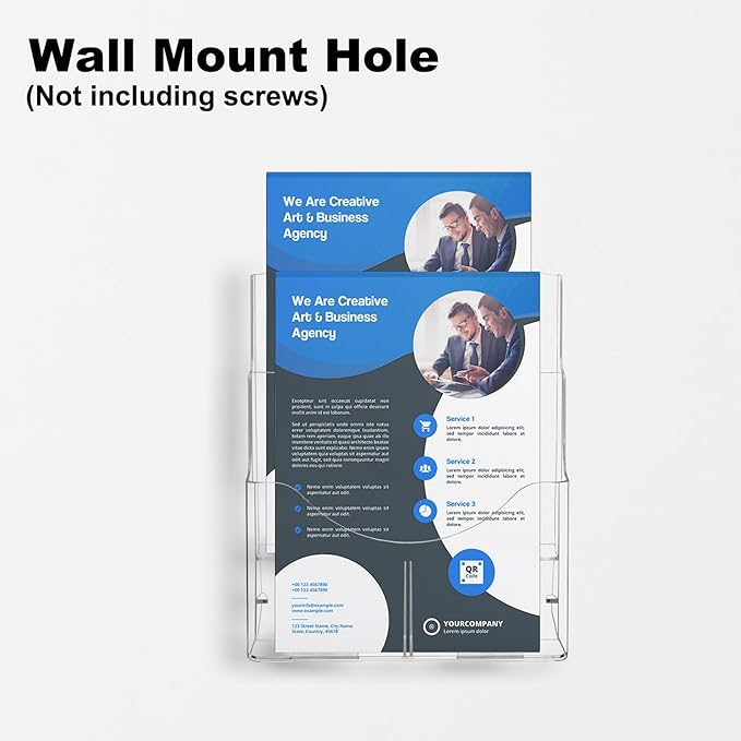 2 Pack Acrylic Brochure Holder 8.5 x 11 in, 2 Tier Brochure Display Stand with Removable Divider for 4 x 9 in Trifold Pamphlets, acrylic flyer holder 8.5 x 11 Stands for Flyer, Pamphlet, Magazine-DeskLoop Office