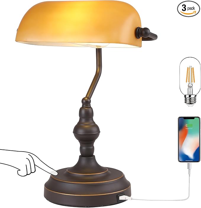 Banker Desk Lamp Touch Control, Vintage Banker's Desk Lamp by Liylanlighting