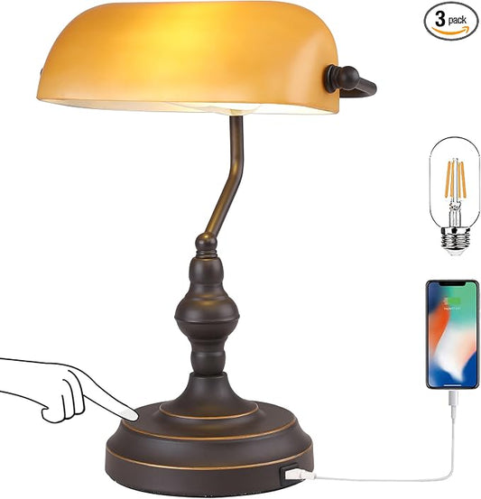 Banker Desk Lamp Touch Control, Vintage Banker's Desk Lamp by Liylanlighting