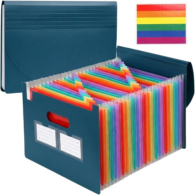 25 Pockets Accordion File Organizer, Portable Expanding File Folder by Respleiej