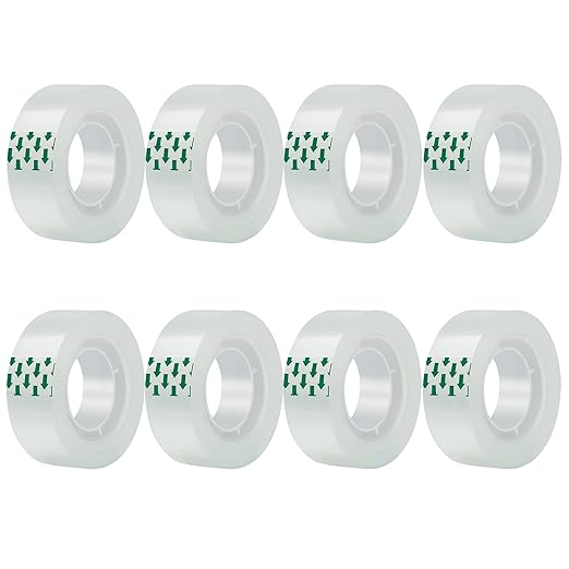 JACMD 8 Rolls Clear Tape, Transparent Tape Refills, Gift Wrap Tape 3/4 * 1000 by JACMD