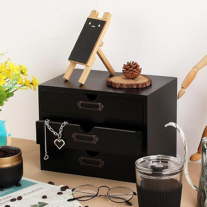 Wooden Storage Box Rustic Desktop Organizer - Image 4