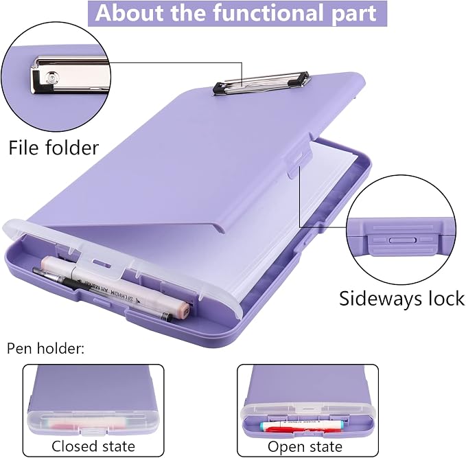 SFLHHDM Clipboard with Storage, Clip Boards 8.5x11, Plastic Clipboard with Pen - Image 5