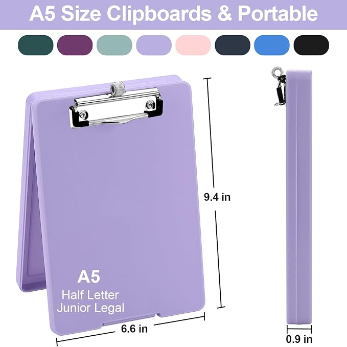 Meiikun Small Clipboard with Storage, A5 Clipboards with Pen Holder, Half - Image 2