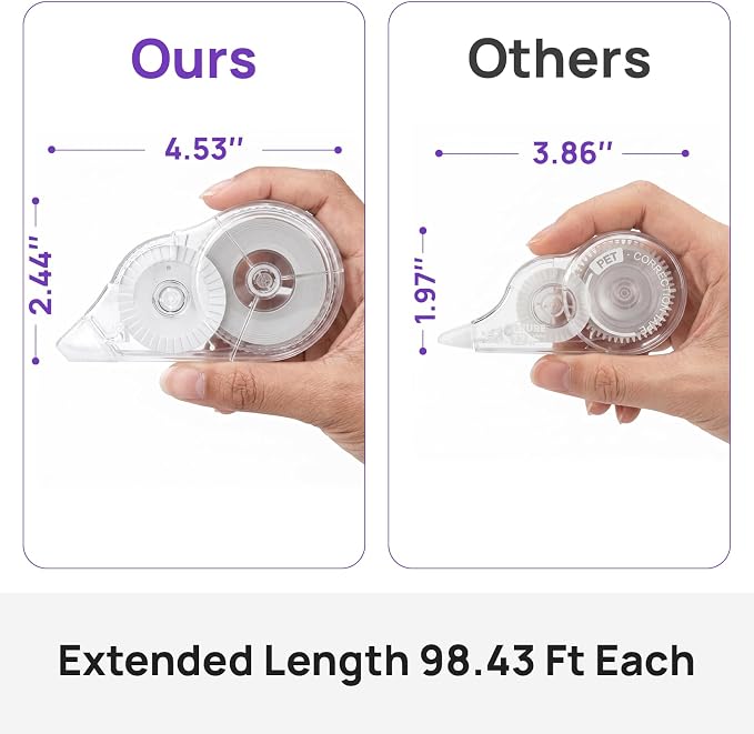 4 Pcs Long-Lasting Correction Tape, 98.43 Ft White Wrong Out Tear-Resistant Bulk - Image 2