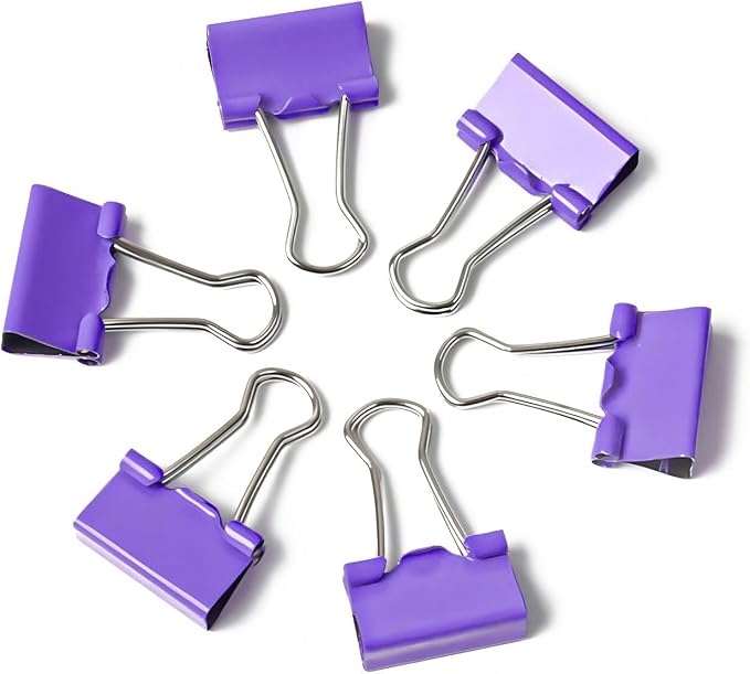 50 Pack Small Purple Binder Clips 3/4 Inch, Colored Little Paper Clamps - Image 3